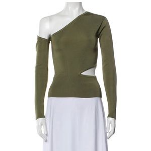 Cult Gaia Teri One-Shoulder Knit Top / Olive Green / Brand New with Tags